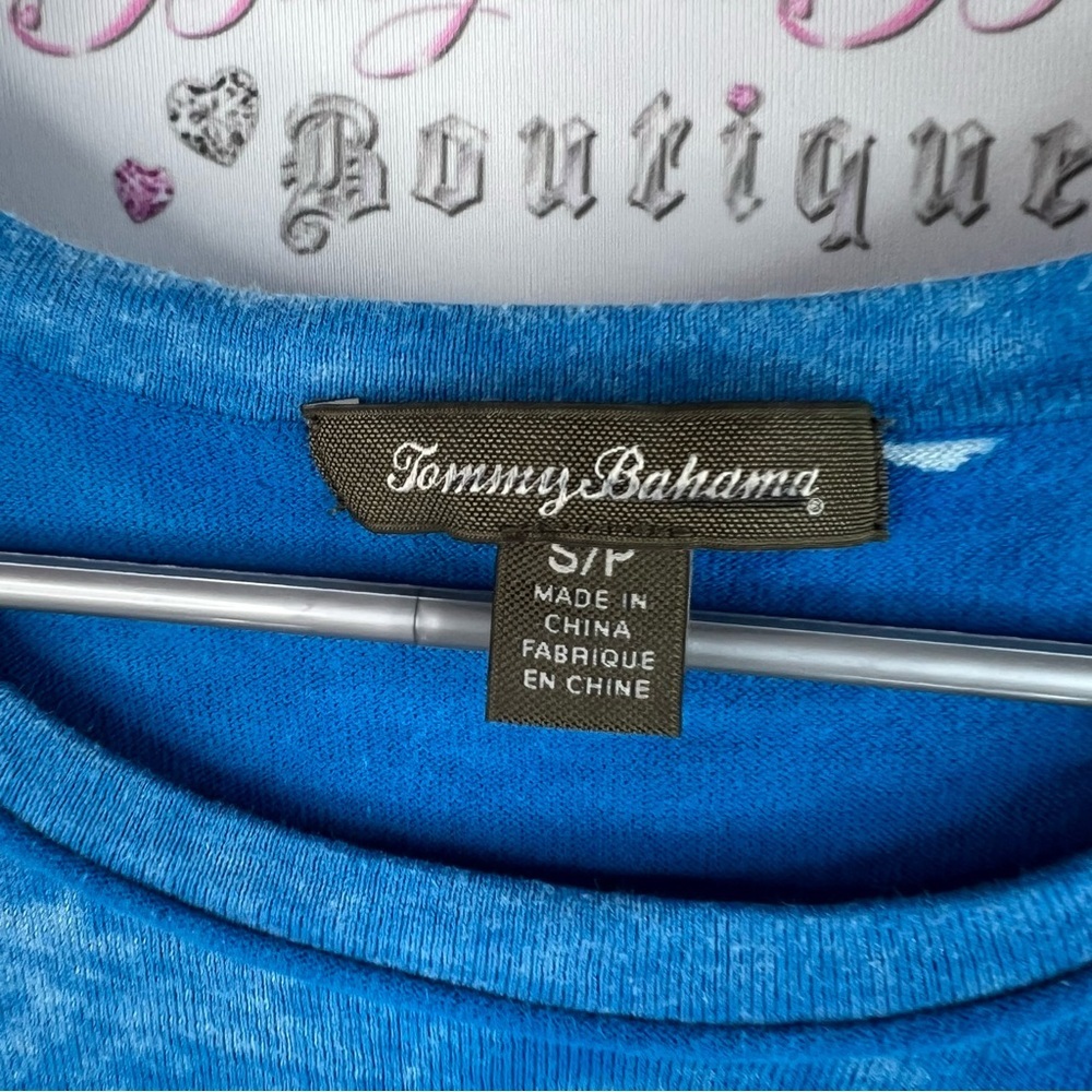 Tommy Bahama tie dye wash style blue stretchy comfy Long Sleeve Blue Tee - Picture 9 of 10